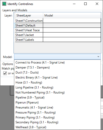 Identify Centerlines Dropdown