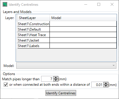 Identify Centerlines Window