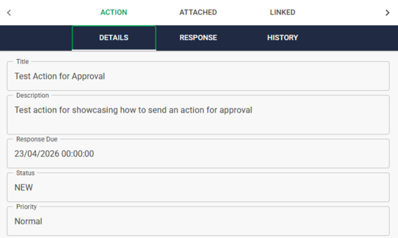 Action Manager Action Details