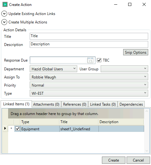 App Action Manager Create Action Form