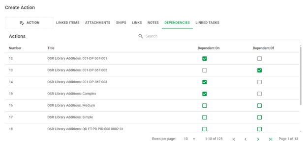 Web Action Manager Creation Action Form Dependencies