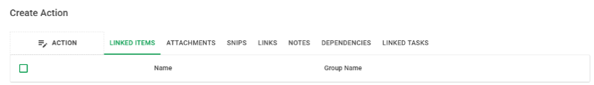 Web Action Manager Creation Action Form Linked Items
