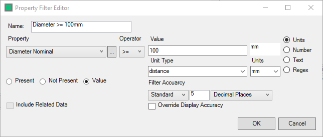 Data Editor Property Filter View
