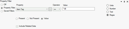 Data Editor Property Filter View
