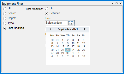 Equiment Filter Calendar